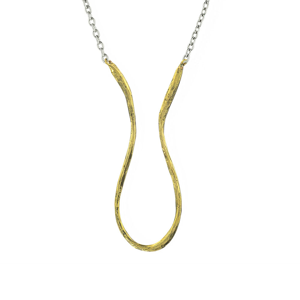 Waxing Poetic Gestural Hasp Necklace - SS/BR - 40cm + 5cm ext